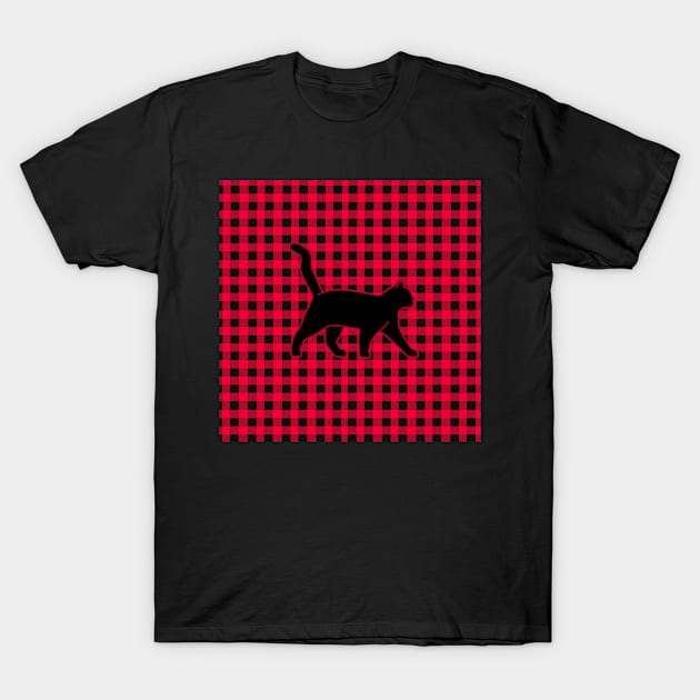 Cat Buffalo Red Plaid Christmas Xmas T-Shirt by tobzz